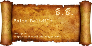 Balta Belián névjegykártya